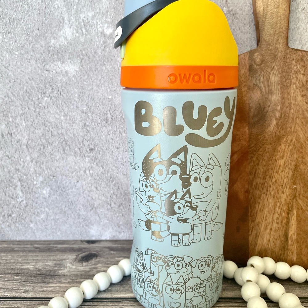 Bluey Kids Water Bottle - Yellow and Gray